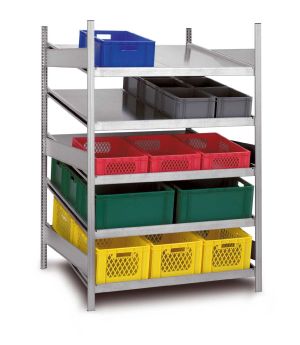 Bereitstellregal schräg Grundregal ORION PLUS, 2.000×1.300×1.200 mm, verzinkt