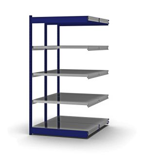 Fachboden-Rohrregal Anbauregal RR, 2.000×1.025×500 mm, verzinkt