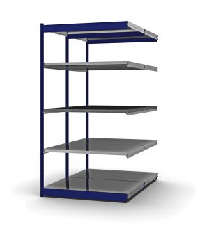 Fachboden-Rohrregal Anbauregal RR, 2.000×1.325×800 mm, verzinkt