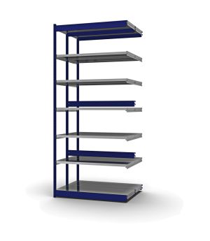 Fachboden-Rohrregal Anbauregal RR, 3.000×1.325×400 mm, verzinkt