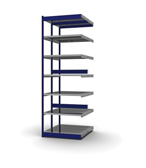 Fachboden-Rohrregal Anbauregal RR, 3.000×1.025×500 mm, verzinkt