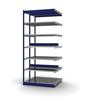 Fachboden-Rohrregal Anbauregal RR, 3.000×1.325×500 mm, verzinkt