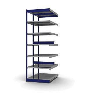 Fachboden-Rohrregal Anbauregal RR, 3.000×1.025×600 mm, verzinkt