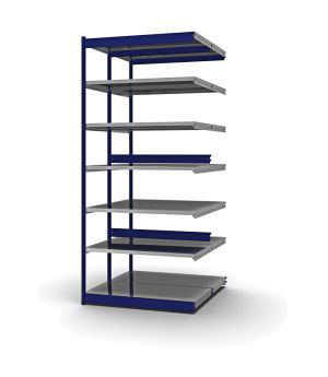 Fachboden-Rohrregal Anbauregal RR, 3.000×1.325×600 mm, verzinkt