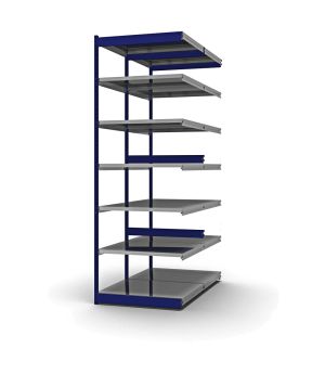 Fachboden-Rohrregal Anbauregal RR, 3.000×1.025×800 mm, verzinkt