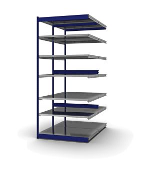 Fachboden-Rohrregal Anbauregal RR, 3.000×1.325×800 mm, verzinkt