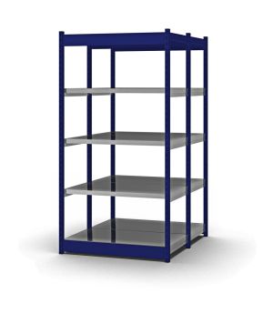 Fachboden-Rohrregal Grundregal RR, 2.000×1.025×500 mm, verzinkt