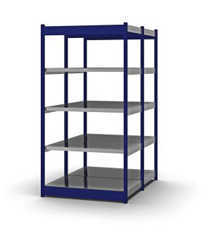 Fachboden-Rohrregal Grundregal RR, 2.000×1.025×600 mm, verzinkt