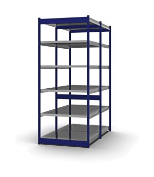 Fachboden-Rohrregal Grundregal RR, 2.500×1.025×800 mm, verzinkt