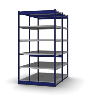 Fachboden-Rohrregal Grundregal RR, 2.500×1.325×800 mm, verzinkt