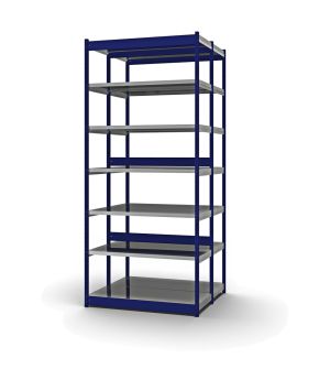 Fachboden-Rohrregal Grundregal RR, 3.000×1.325×500 mm, verzinkt