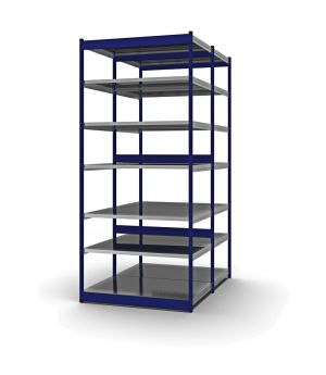 Fachboden-Rohrregal Grundregal RR, 3.000×1.325×800 mm, verzinkt