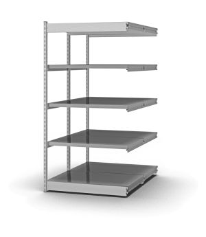 Fachboden-Rohrregal Anbauregal RR, 2.000×1.325×400 mm, verzinkt