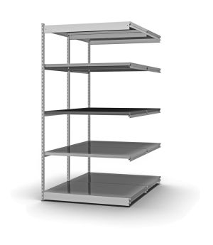 Fachboden-Rohrregal Anbauregal RR, 2.000×1.025×600 mm, verzinkt