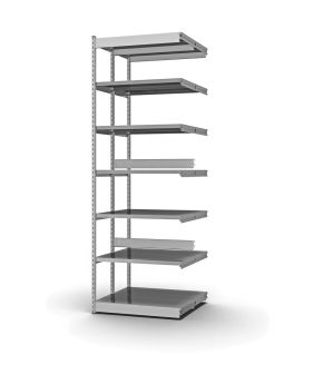 Fachboden-Rohrregal Anbauregal RR, 2.500×1.325×600 mm, verzinkt