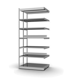 Fachboden-Rohrregal Anbauregal RR, 2.500×1.025×800 mm, verzinkt