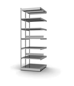 Fachboden-Rohrregal Anbauregal RR, 2.500×1.325×800 mm, verzinkt