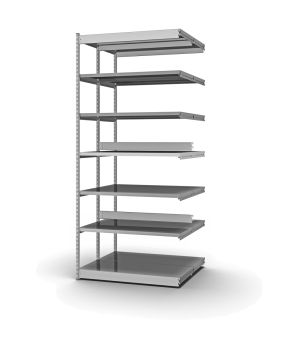 Fachboden-Rohrregal Anbauregal RR, 3.000×1.025×400 mm, verzinkt