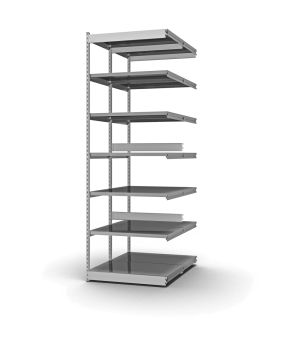 Fachboden-Rohrregal Anbauregal RR, 3.000×1.325×400 mm, verzinkt