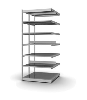 Fachboden-Rohrregal Anbauregal RR, 3.000×1.025×500 mm, verzinkt