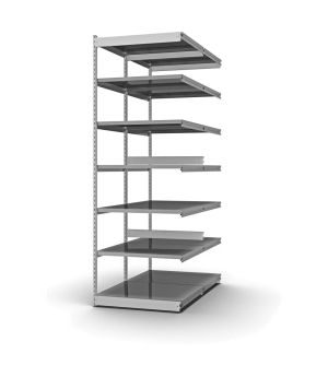 Fachboden-Rohrregal Anbauregal RR, 3.000×1.325×500 mm, verzinkt