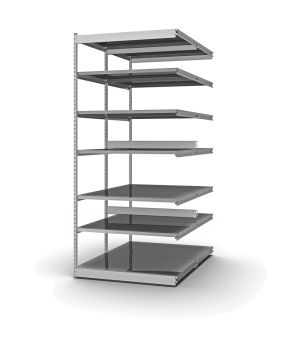 Fachboden-Rohrregal Anbauregal RR, 3.000×1.025×600 mm, verzinkt