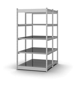 Fachboden-Rohrregal Grundregal RR, 2.000×1.325×400 mm, verzinkt