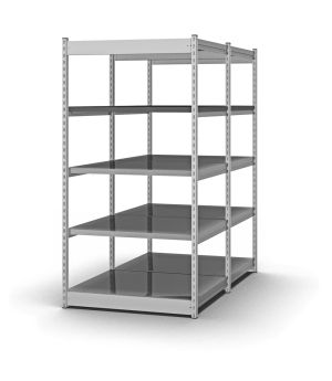 Fachboden-Rohrregal Grundregal RR, 2.000×1.325×500 mm, verzinkt