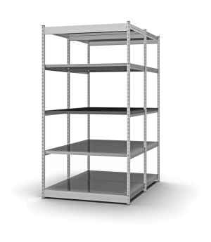 Fachboden-Rohrregal Grundregal RR, 2.000×1.025×600 mm, verzinkt