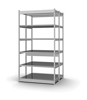 Fachboden-Rohrregal Grundregal RR, 2.500×1.025×400 mm, verzinkt
