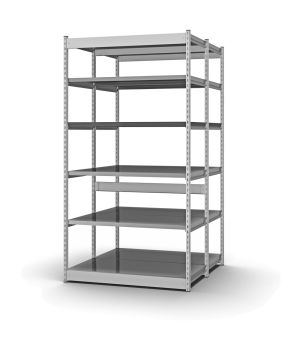 Fachboden-Rohrregal Grundregal RR, 2.500×1.025×500 mm, verzinkt