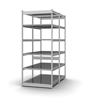 Fachboden-Rohrregal Grundregal RR, 2.500×1.325×500 mm, verzinkt