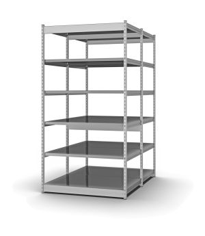 Fachboden-Rohrregal Grundregal RR, 2.500×1.025×600 mm, verzinkt