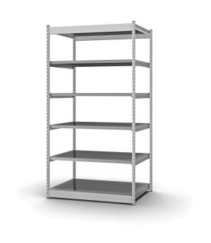 Fachboden-Rohrregal Grundregal RR, 2.500×1.025×600 mm, verzinkt