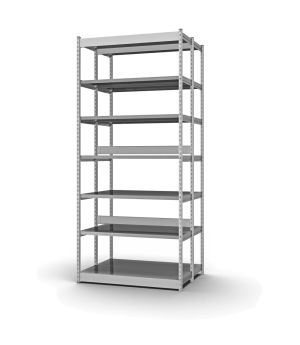 Fachboden-Rohrregal Grundregal RR, 2.500×1.025×800 mm, verzinkt