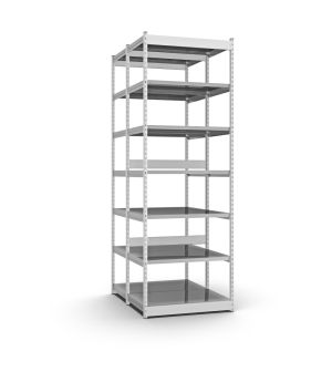 Fachboden-Rohrregal Grundregal RR, 3.000×1.325×400 mm, verzinkt