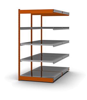 Fachboden-Rohrregal Anbauregal RR, 2.000×1.025×400 mm, verzinkt