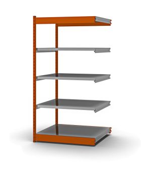 Fachboden-Rohrregal Anbauregal RR, 2.000×1.025×400 mm, verzinkt