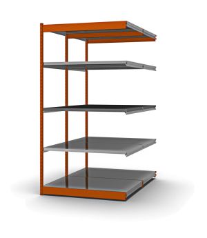 Fachboden-Rohrregal Anbauregal RR, 2.000×1.325×400 mm, verzinkt