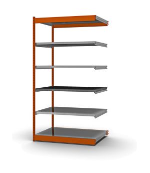 Fachboden-Rohrregal Anbauregal RR, 2.000×1.325×400 mm, verzinkt