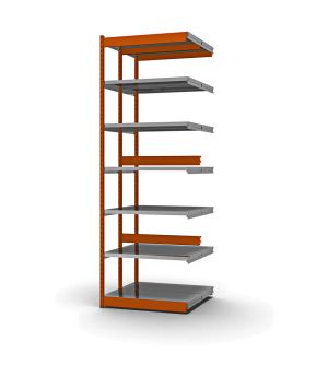 Fachboden-Rohrregal Anbauregal RR, 2.500×1.025×500 mm, verzinkt