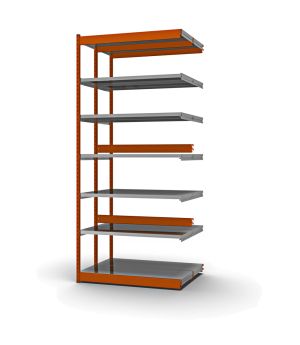 Fachboden-Rohrregal Anbauregal RR, 2.500×1.325×500 mm, verzinkt
