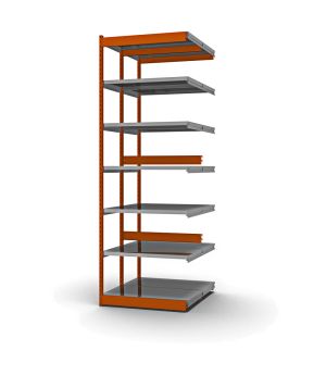 Fachboden-Rohrregal Anbauregal RR, 2.500×1.025×600 mm, verzinkt