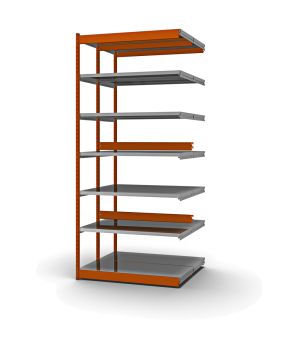 Fachboden-Rohrregal Anbauregal RR, 2.500×1.325×600 mm, verzinkt