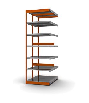 Fachboden-Rohrregal Anbauregal RR, 2.500×1.025×800 mm, verzinkt