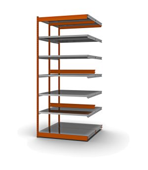 Fachboden-Rohrregal Anbauregal RR, 2.500×1.325×800 mm, verzinkt