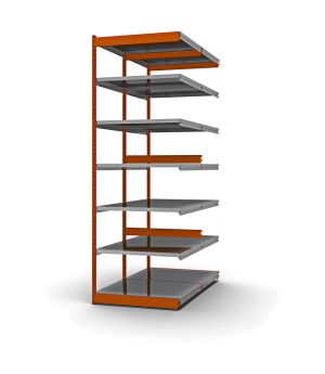 Fachboden-Rohrregal Anbauregal RR, 3.000×1.025×400 mm, verzinkt