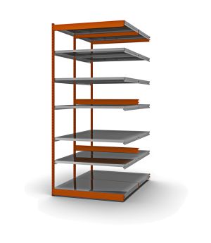 Fachboden-Rohrregal Anbauregal RR, 3.000×1.325×400 mm, verzinkt