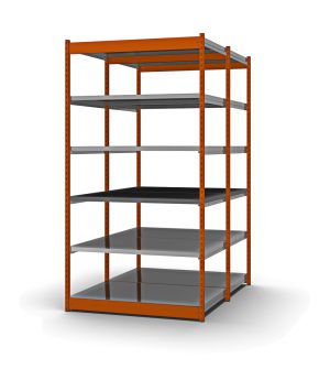 Fachboden-Rohrregal Grundregal RR, 2.000×1.325×400 mm, verzinkt
