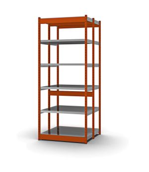 Fachboden-Rohrregal Grundregal RR, 2.000×1.025×500 mm, verzinkt